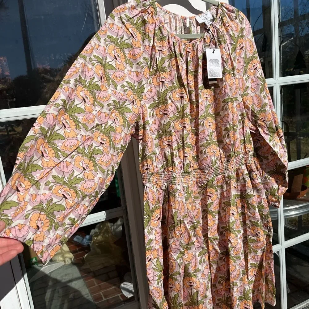 J Crew Smocked Waist Mini Dress in Liberty® Butterfield Poppy Fabric NWT